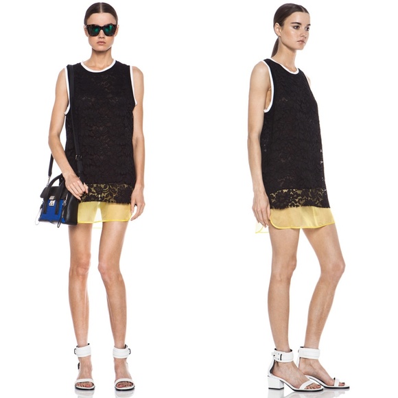 MSGM Lace Tank Dress Ribbed Mini Sleeveless Dhift - Picture 1 of 6